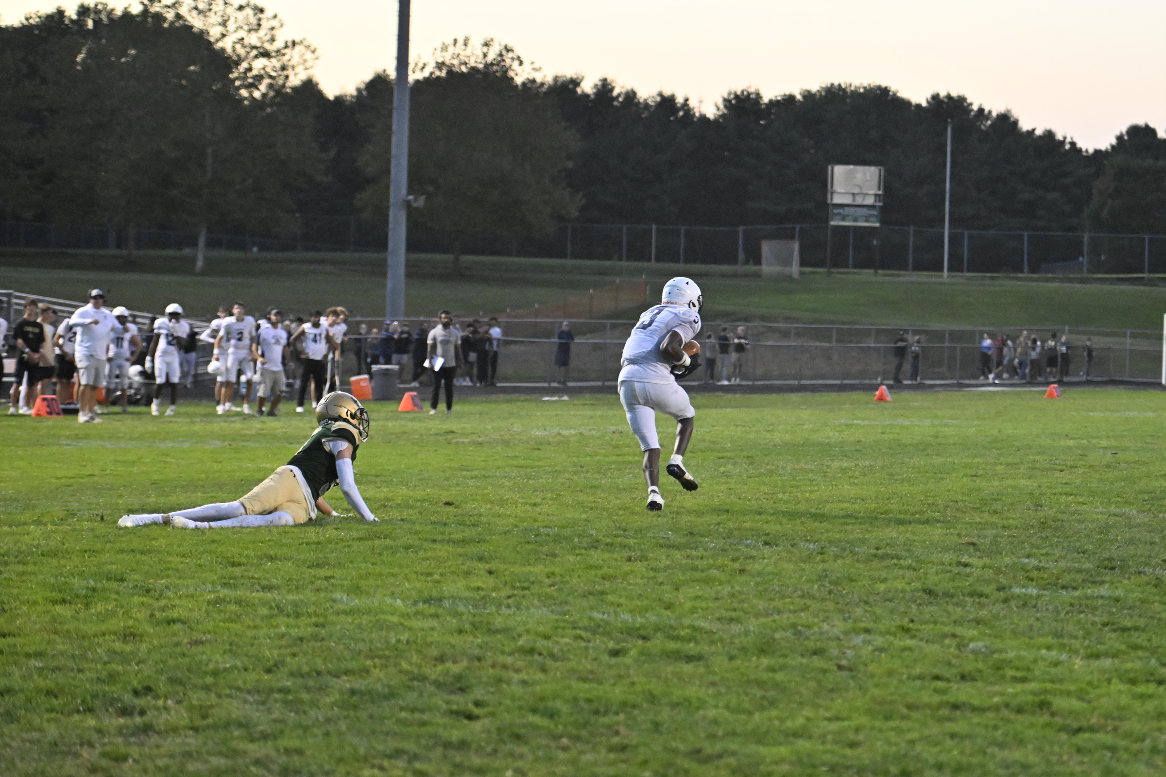 Marriotts Ridge's Scovens Cynsiere intercepts a pass in the final...