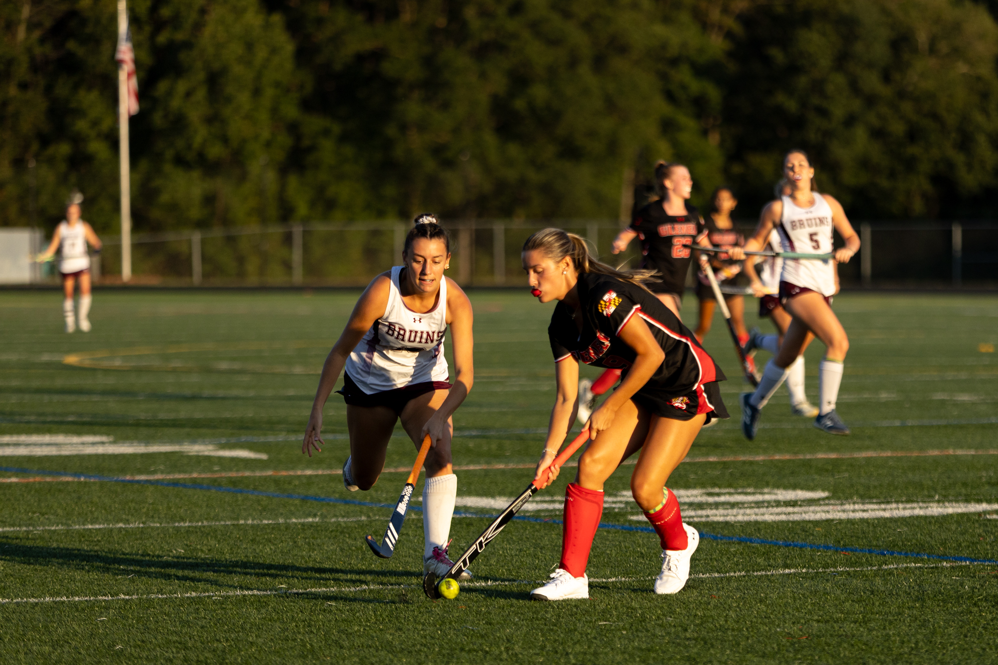 Charlotte Robertson, left, runs down Kaitlyn Prosneiwski during the game...