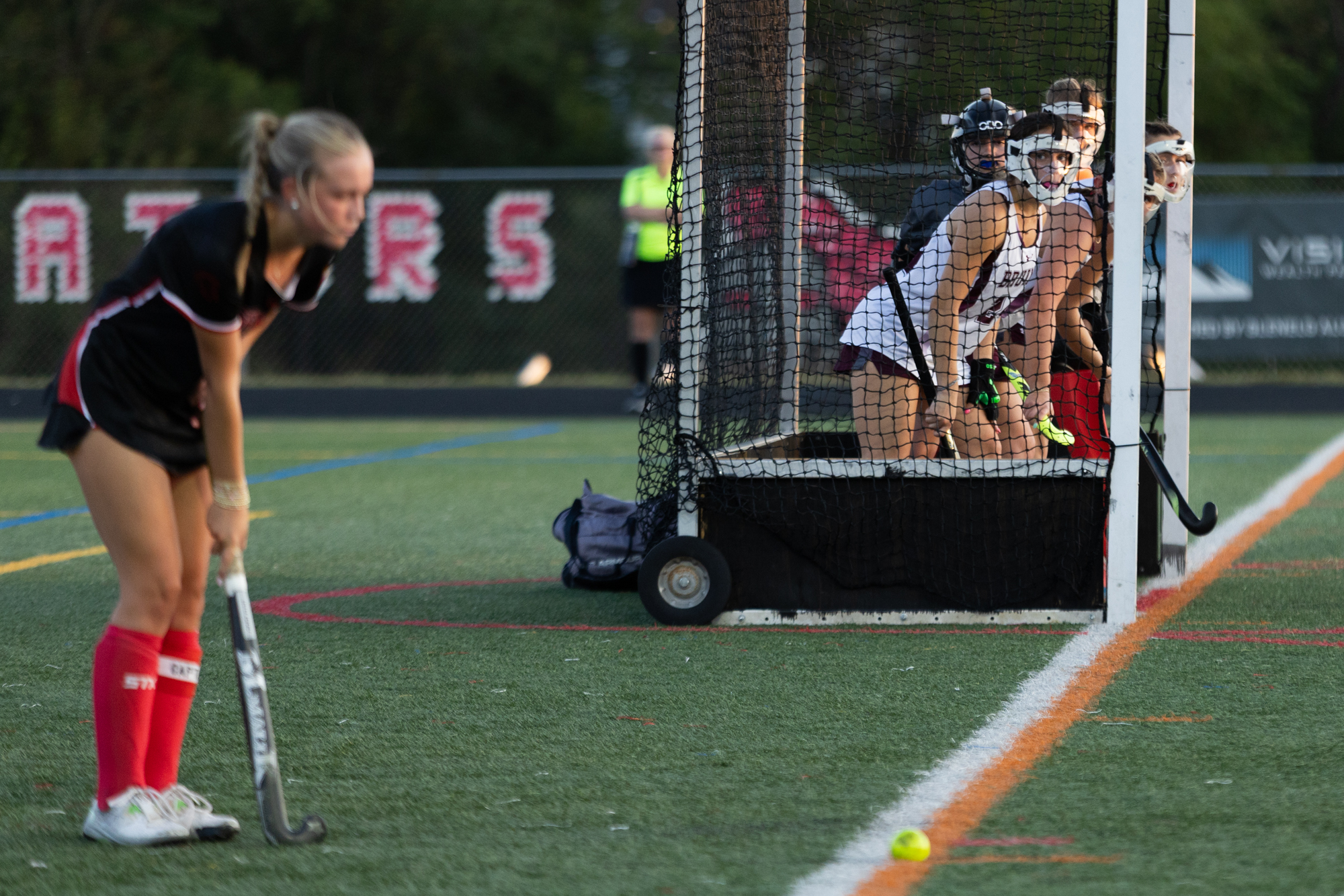 Broadneck defenders lock in on Lexi Winters before a penalty...