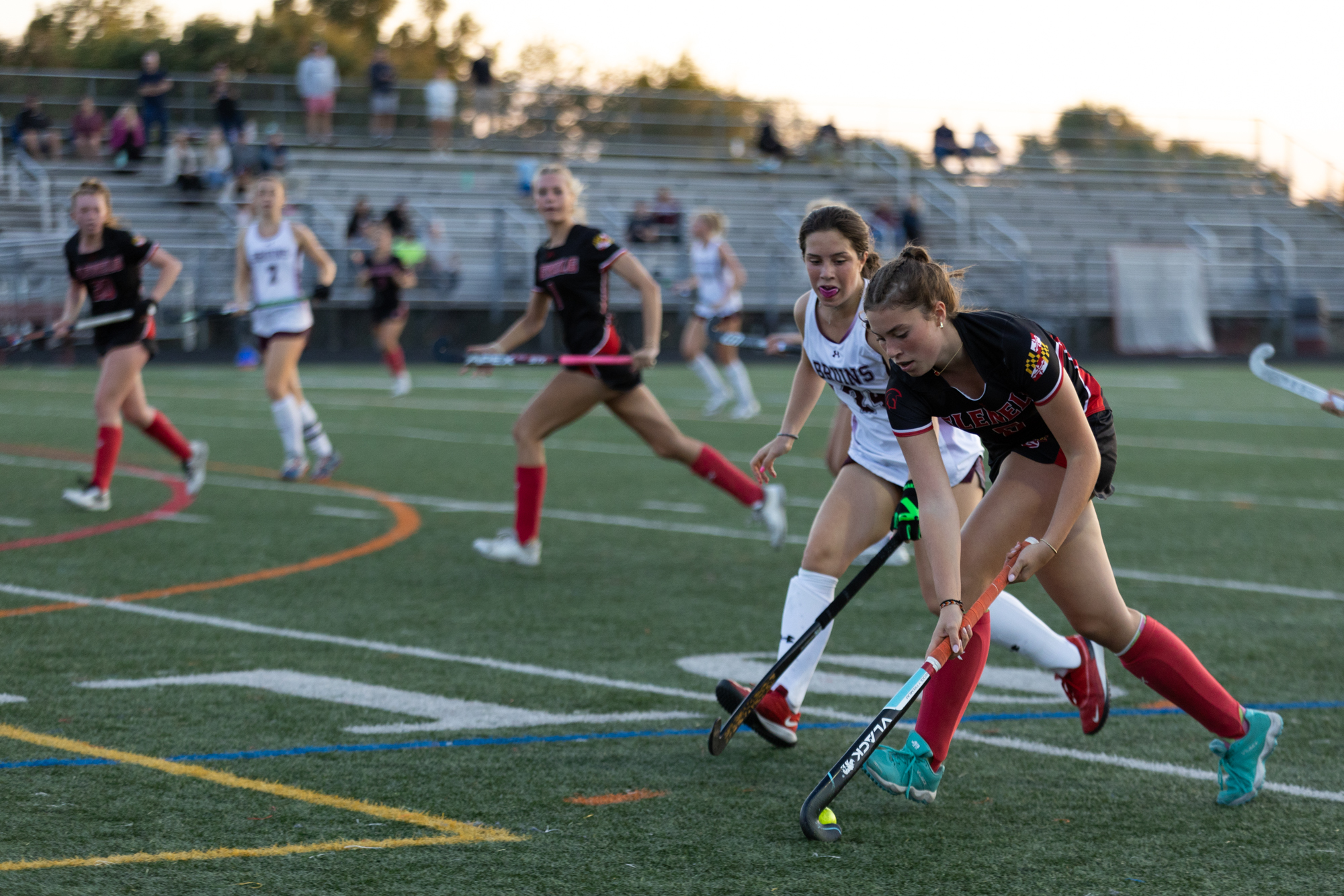 Glenelg’s Viviana Ciconte moves the ball downfield pursued by Madelyn...