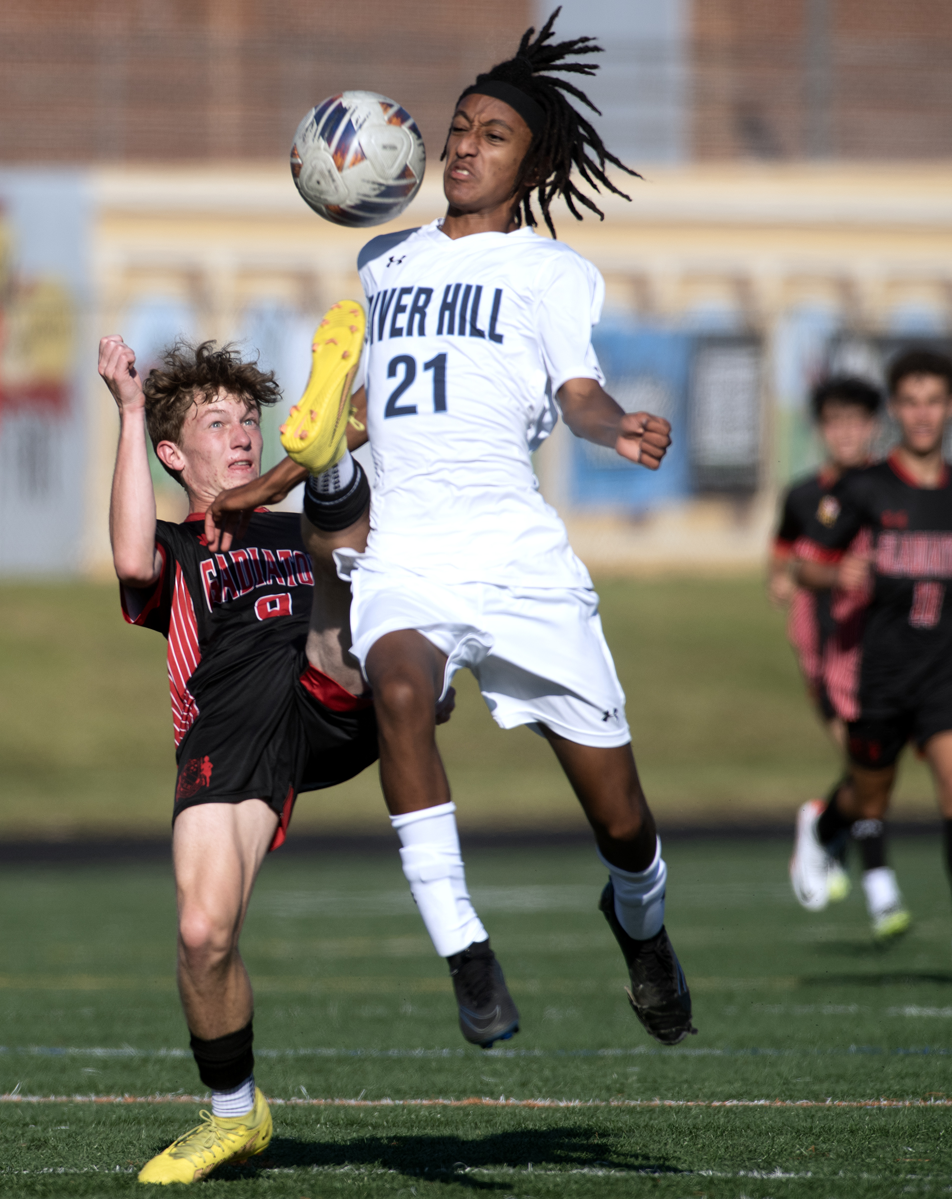 Sept. 8, 2025- River Hill's Galetta Atoma jumps for the...