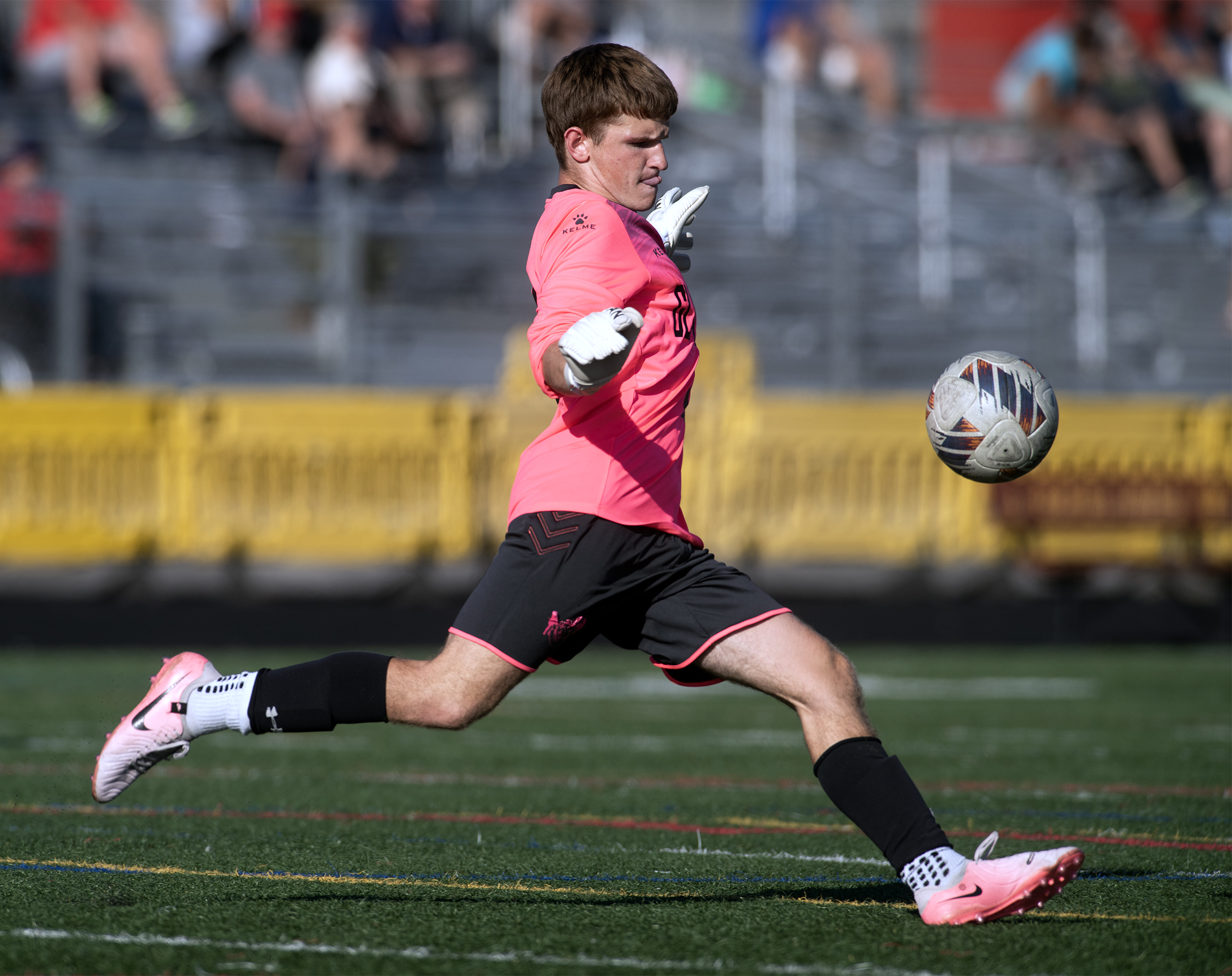 Sept. 8, 2025- Glenelg goalie Zach Jenkins kicks the ball...