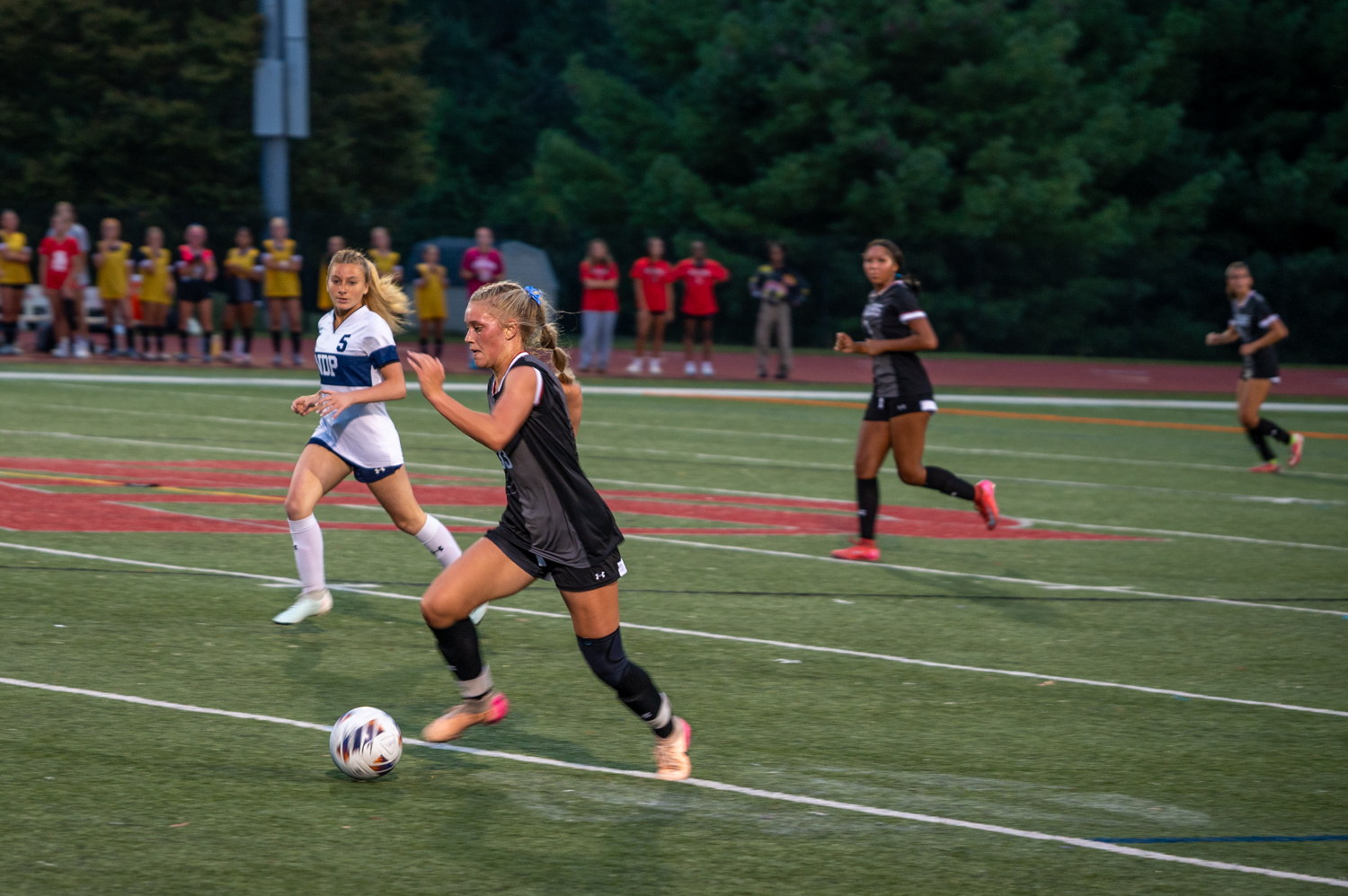 Spalding’s Sophie Bresnan pushes forward with the ball as Notre...