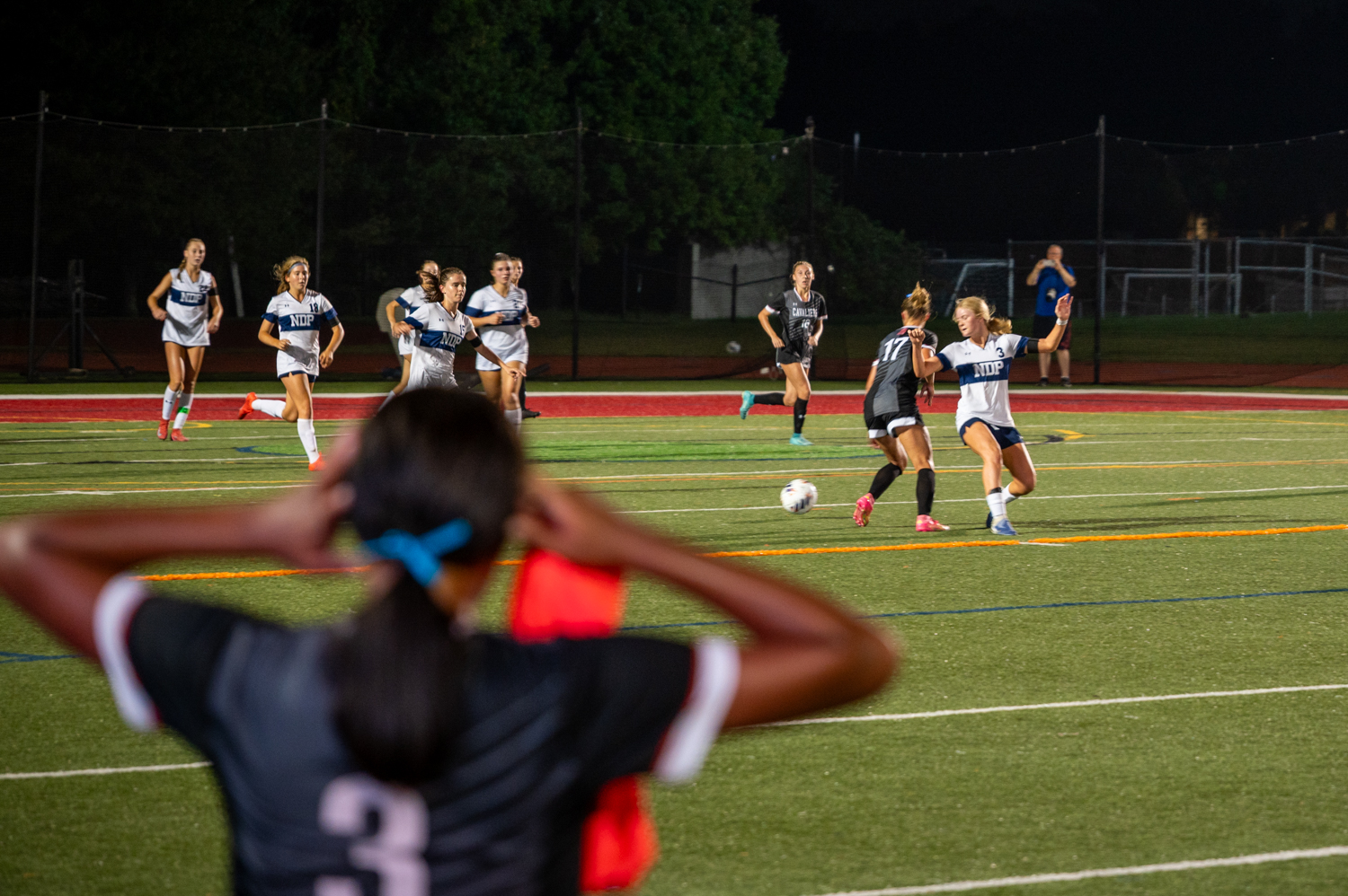 Spalding’s Karrington Gregory watches her team play against Notre Dame....