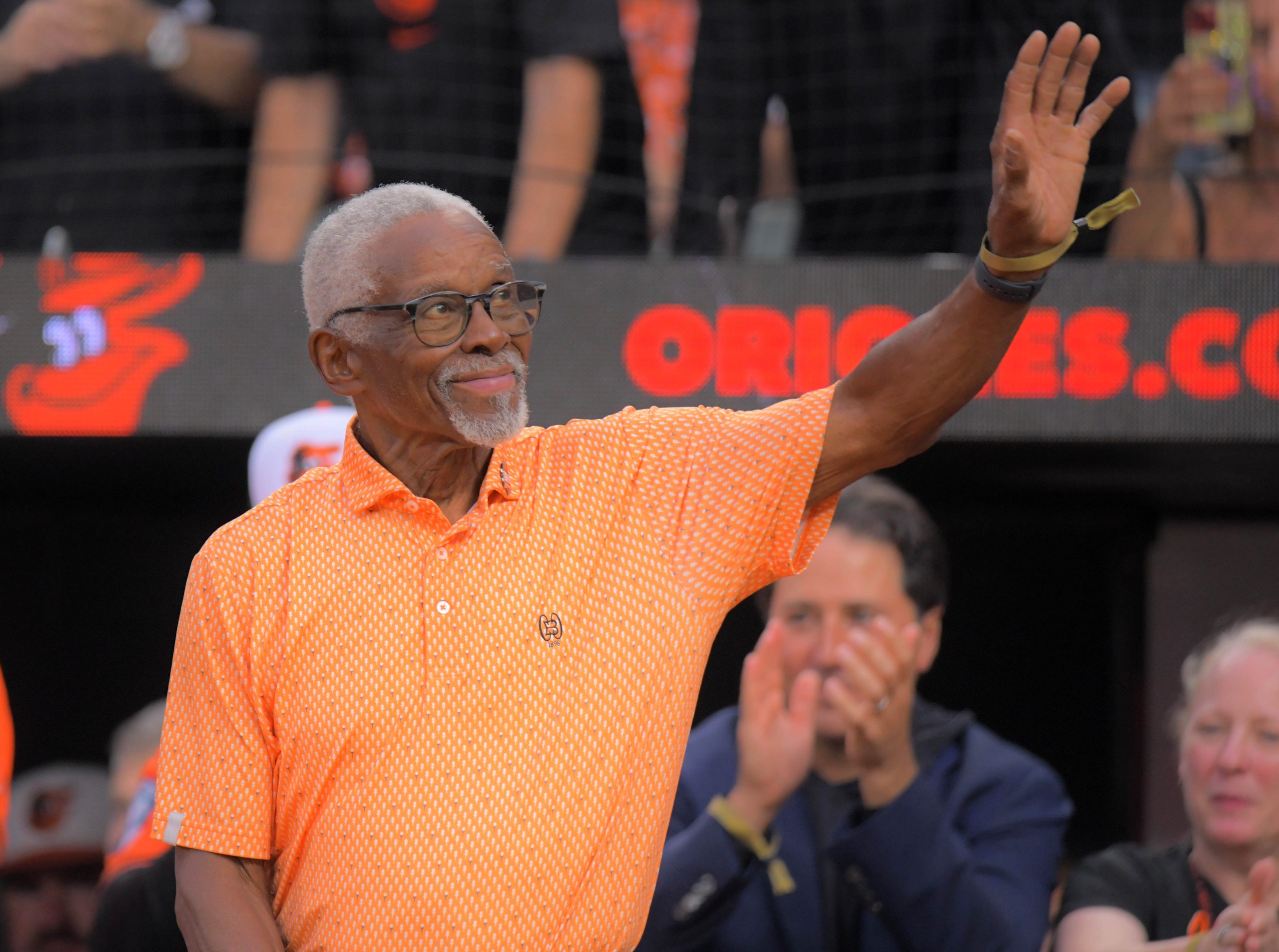 Former Baltimore Orioles player Al Bumbry waves during a celebration...