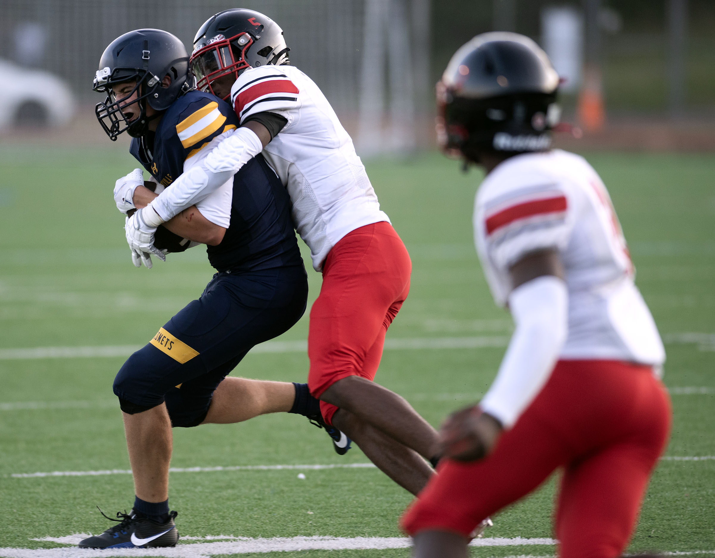 Sept. 12, 2025- Catonsville's William Fox is hit by Dulaney's...