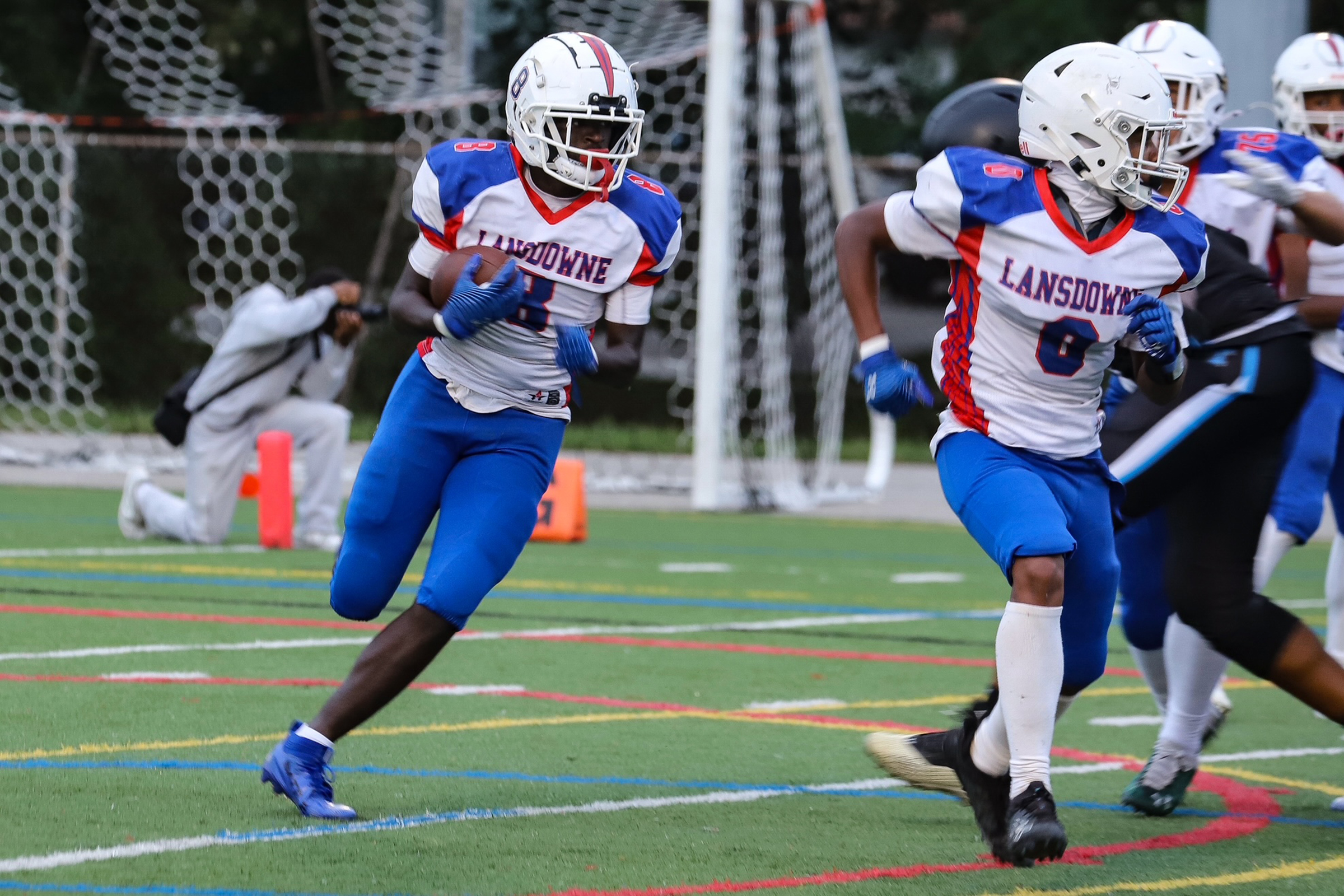 Lansdowne’s running back #0 Tyree Commodore blocks for his teammate...