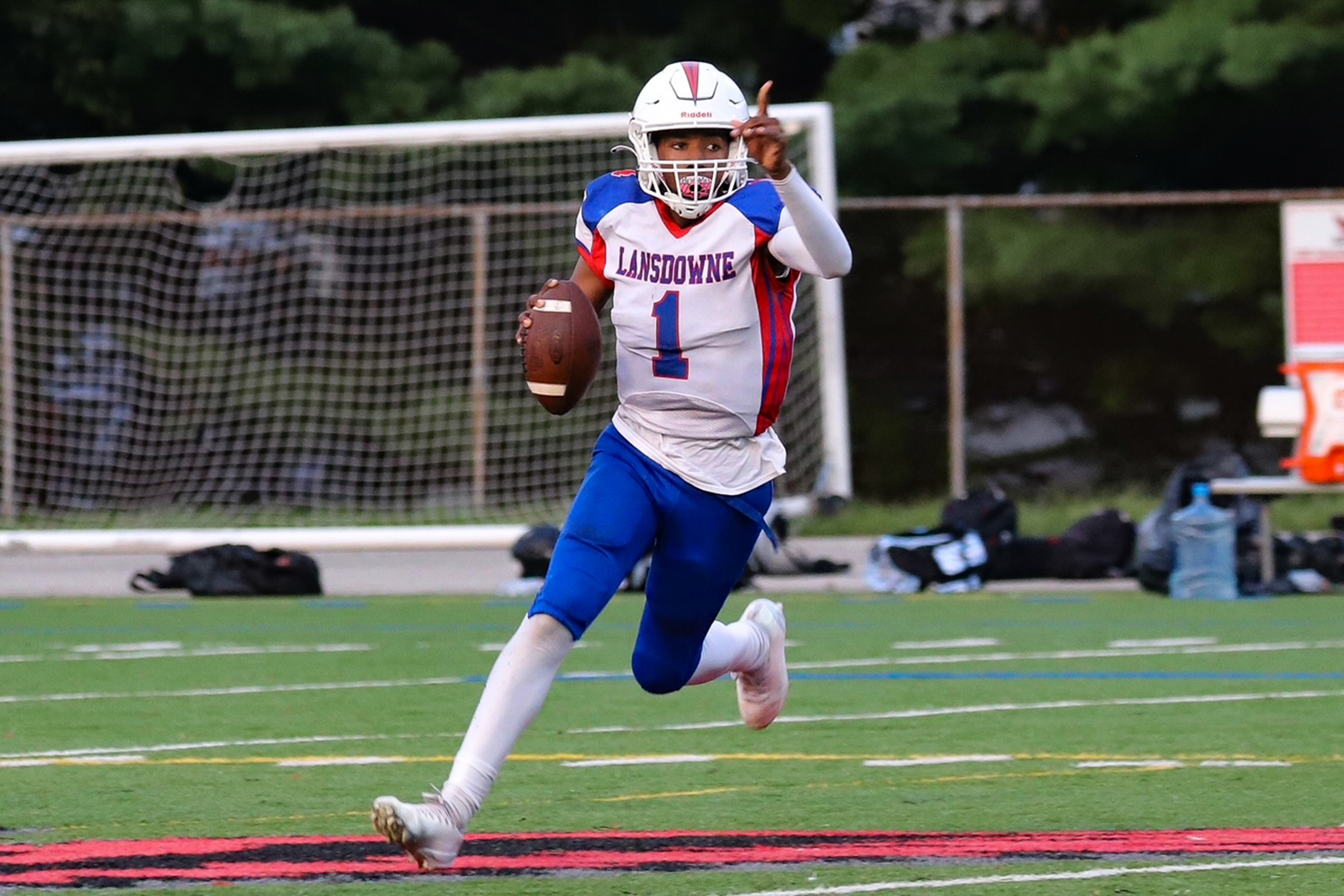 Lansdowne quarterback Ayeden Butler threw for three touchdowns, including the...
