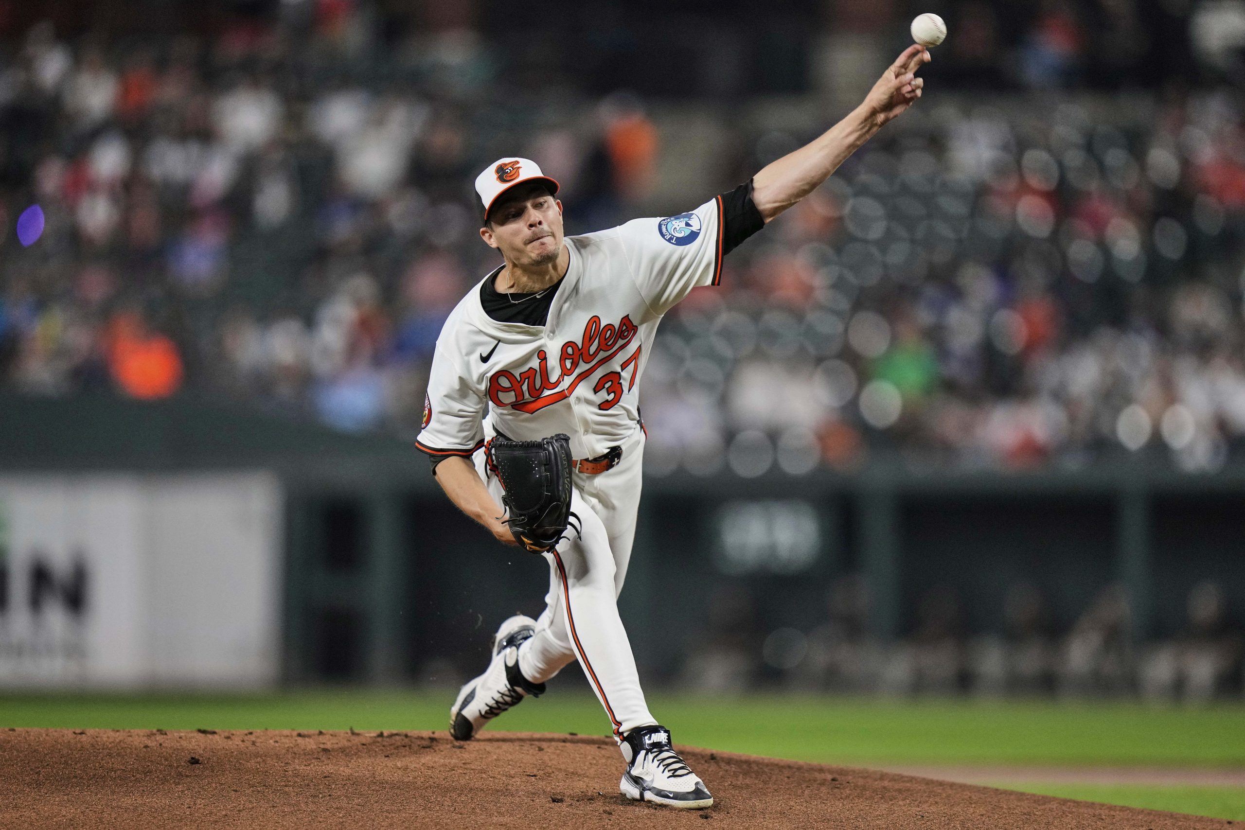 Orioles starting pitcher Cade Povich allowed allowed three runs in...