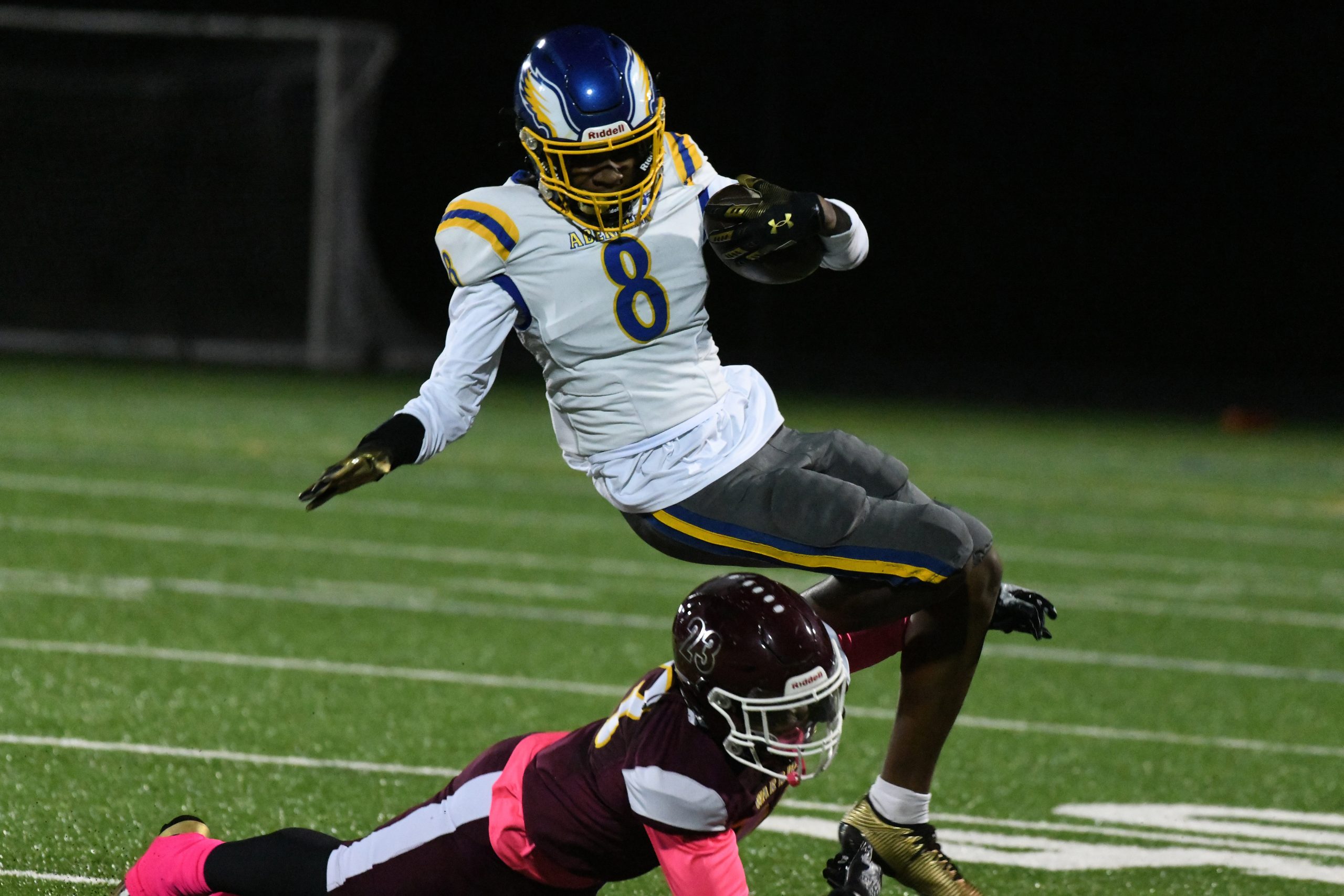 Aberdeen's Devin Murphy is tripped up by Havre de Grace's...