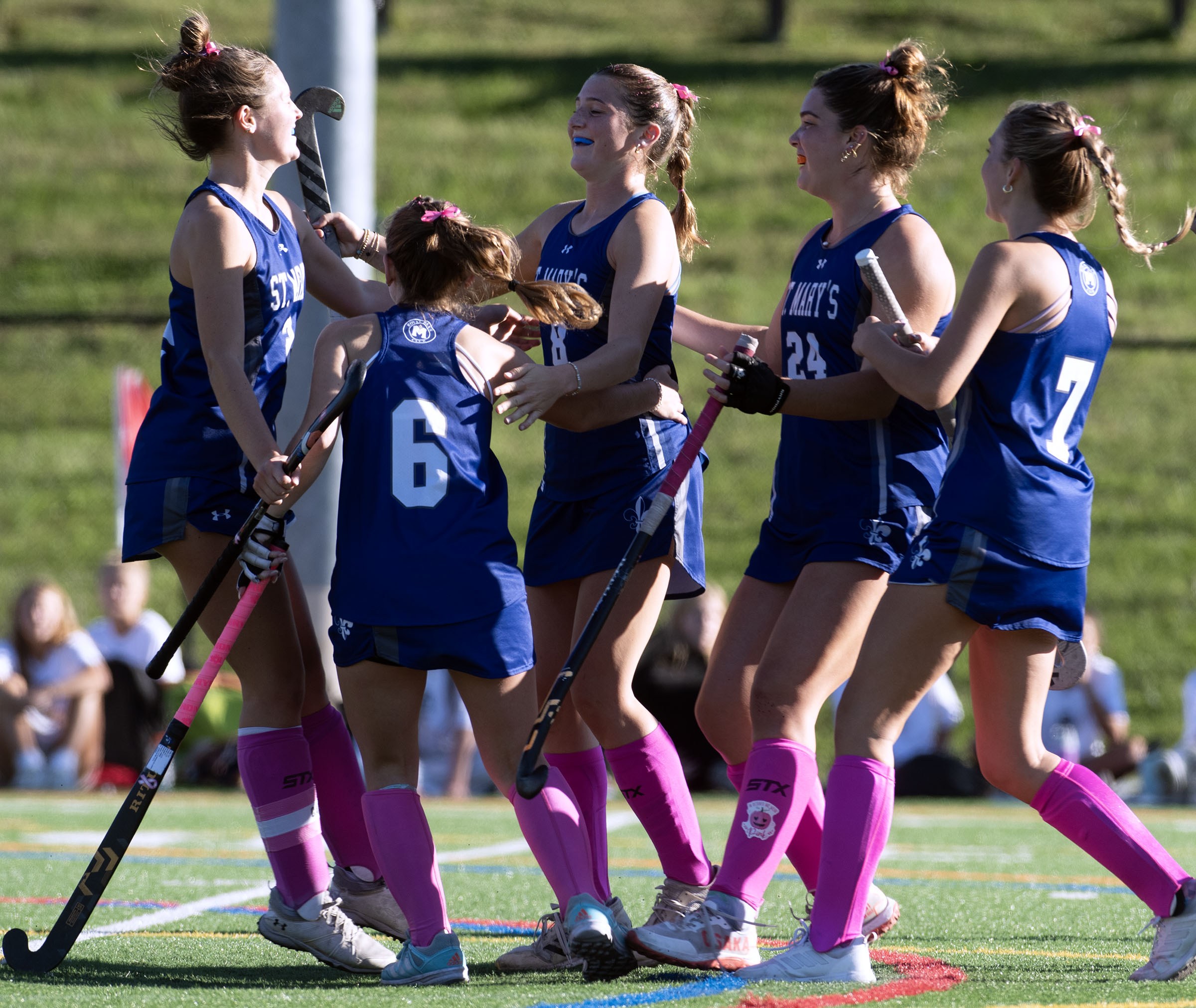 Oct. 9, 2025- St. Mary’s celebrates a goal by Ava...