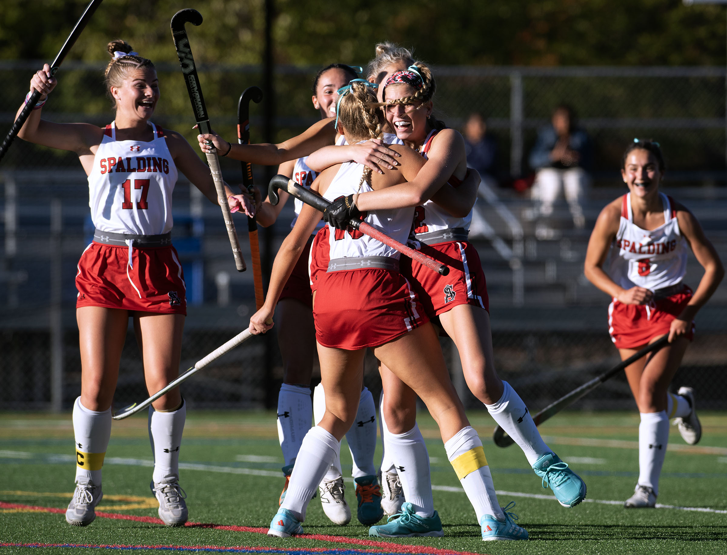 Oct. 9, 2025- Spalding celebrates a game-tying goal by Paige...