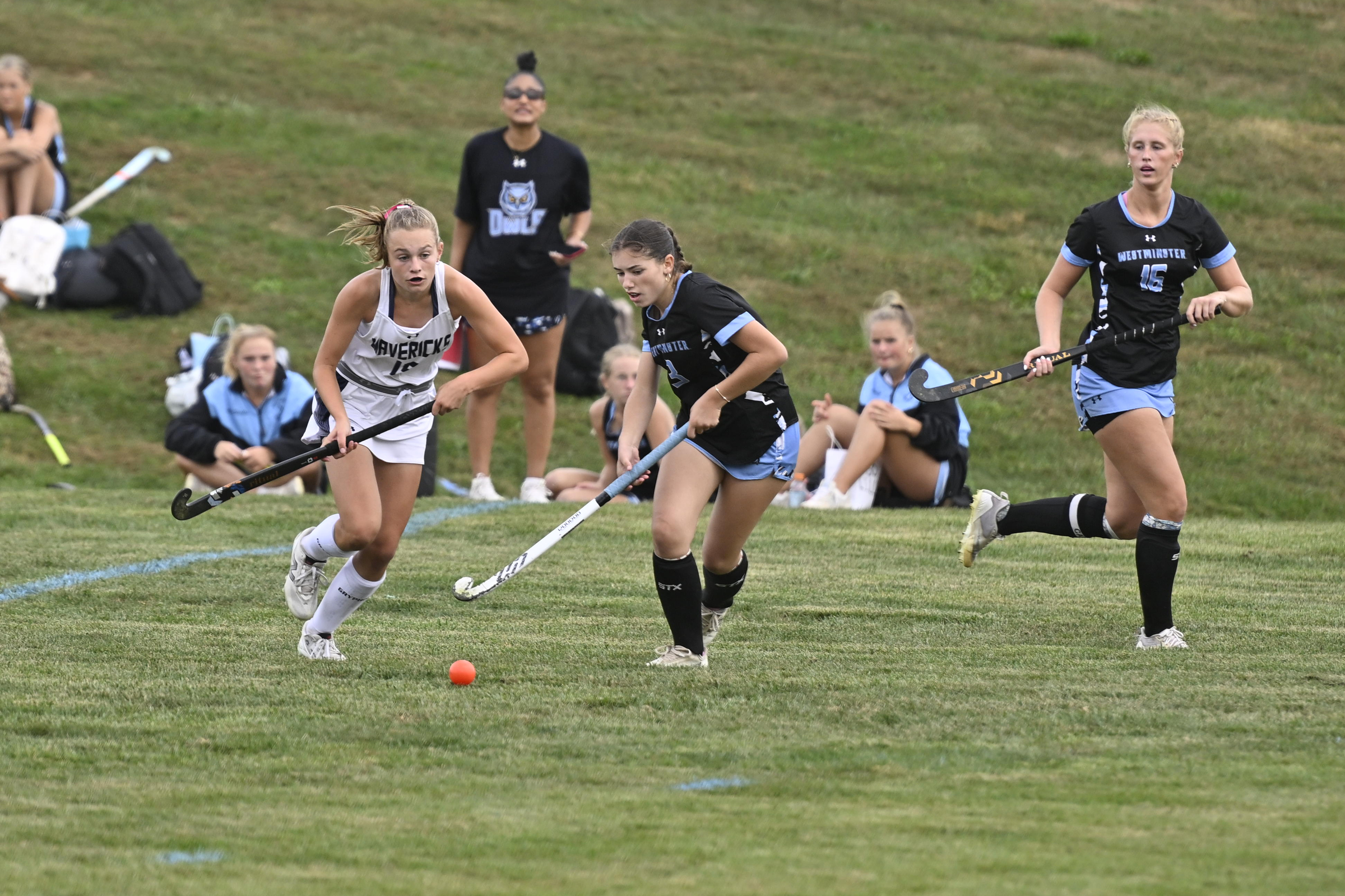 Manchester Valley's Makenna Etzel battles with Camilla Dunn during a...