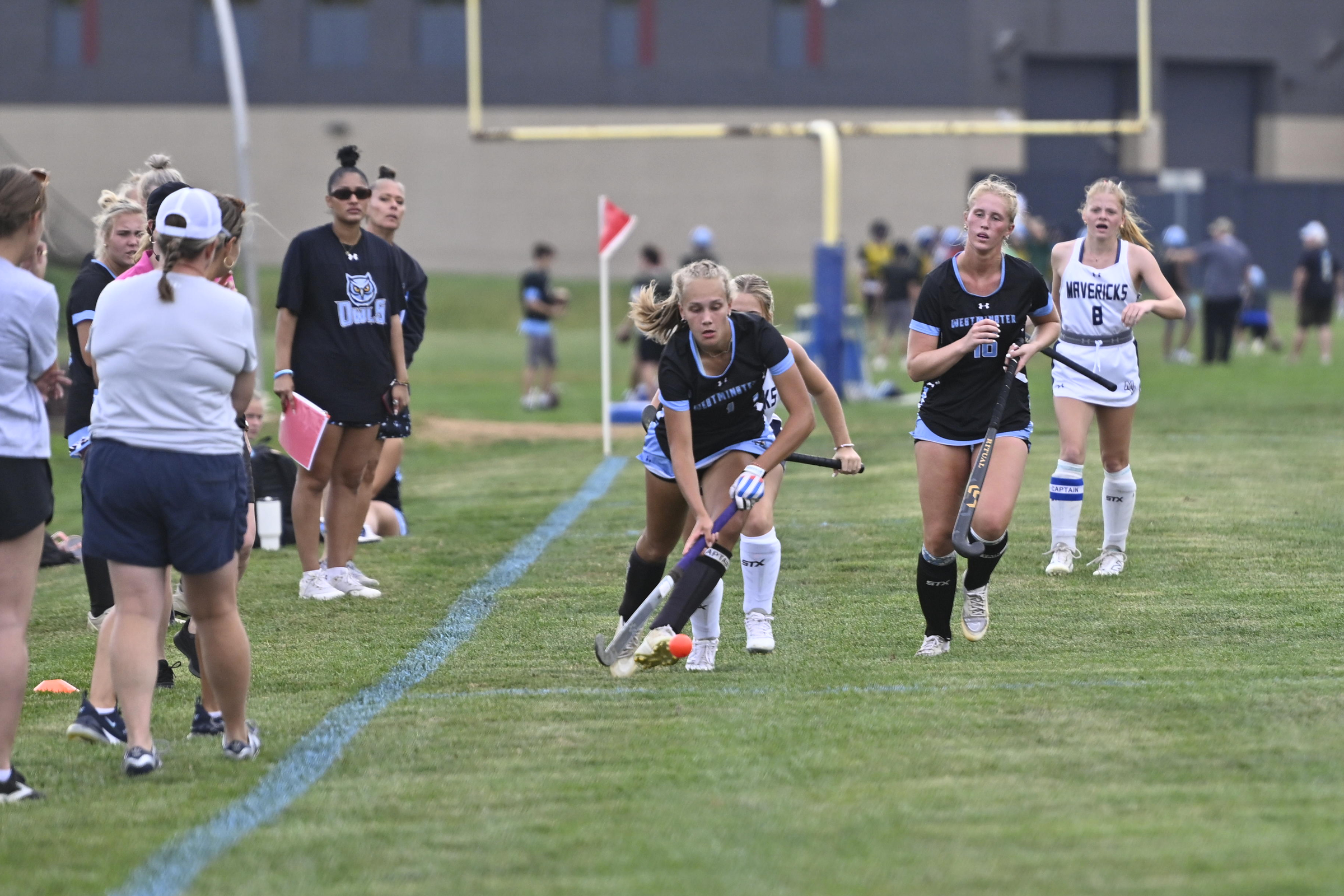 Westminster's Stevie Schultz brings the ball up the sideline during...