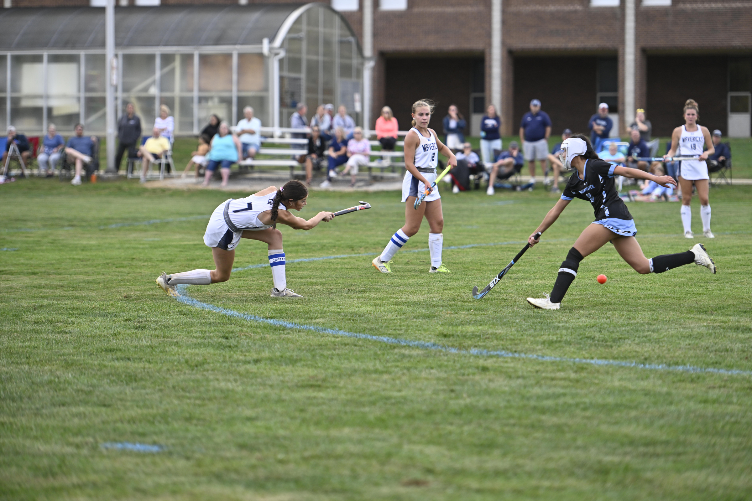 Manchester Valley's Allyson Zour hits the ball toward goal during...