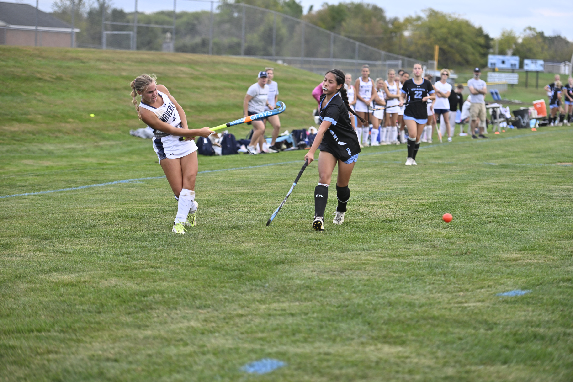 Manchester Valley's Georgia Wurzburger hits the ball in front of...