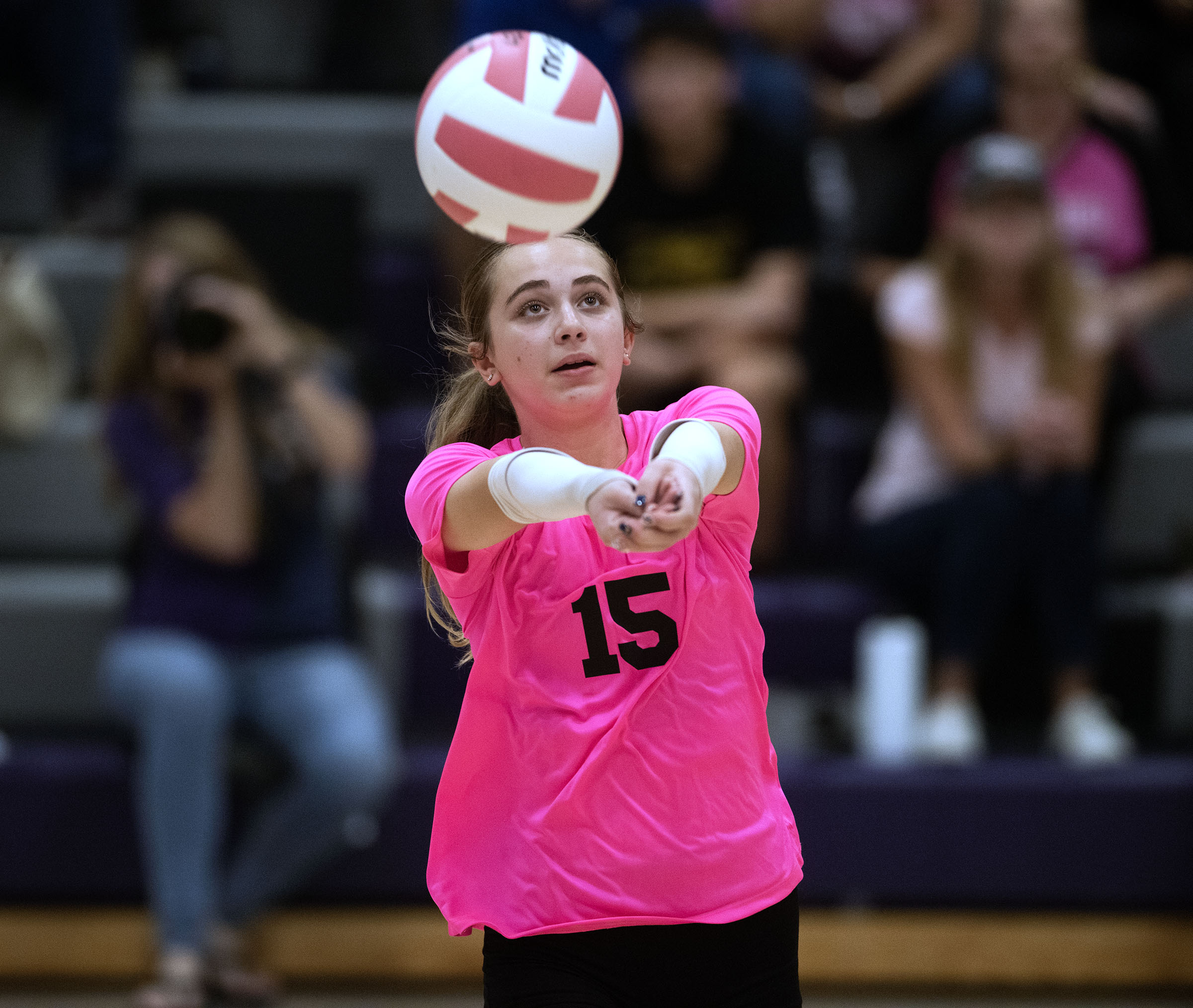 Oct. 6, 2025- Long Reach's Evalyn Ordonez hits the ball...