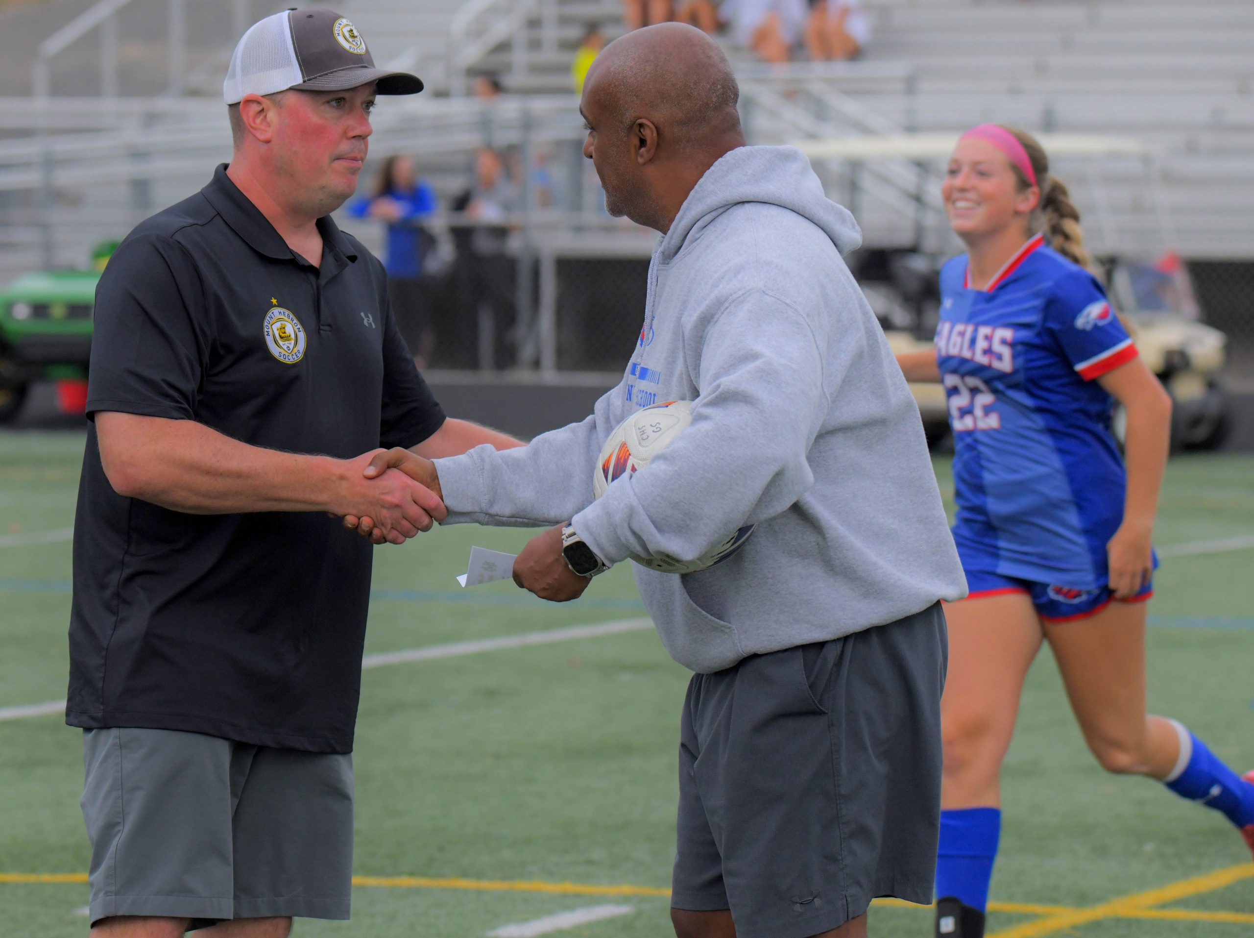 Mount Hebron Vikings head varsity girls’ soccer coach Tim Deppen,...