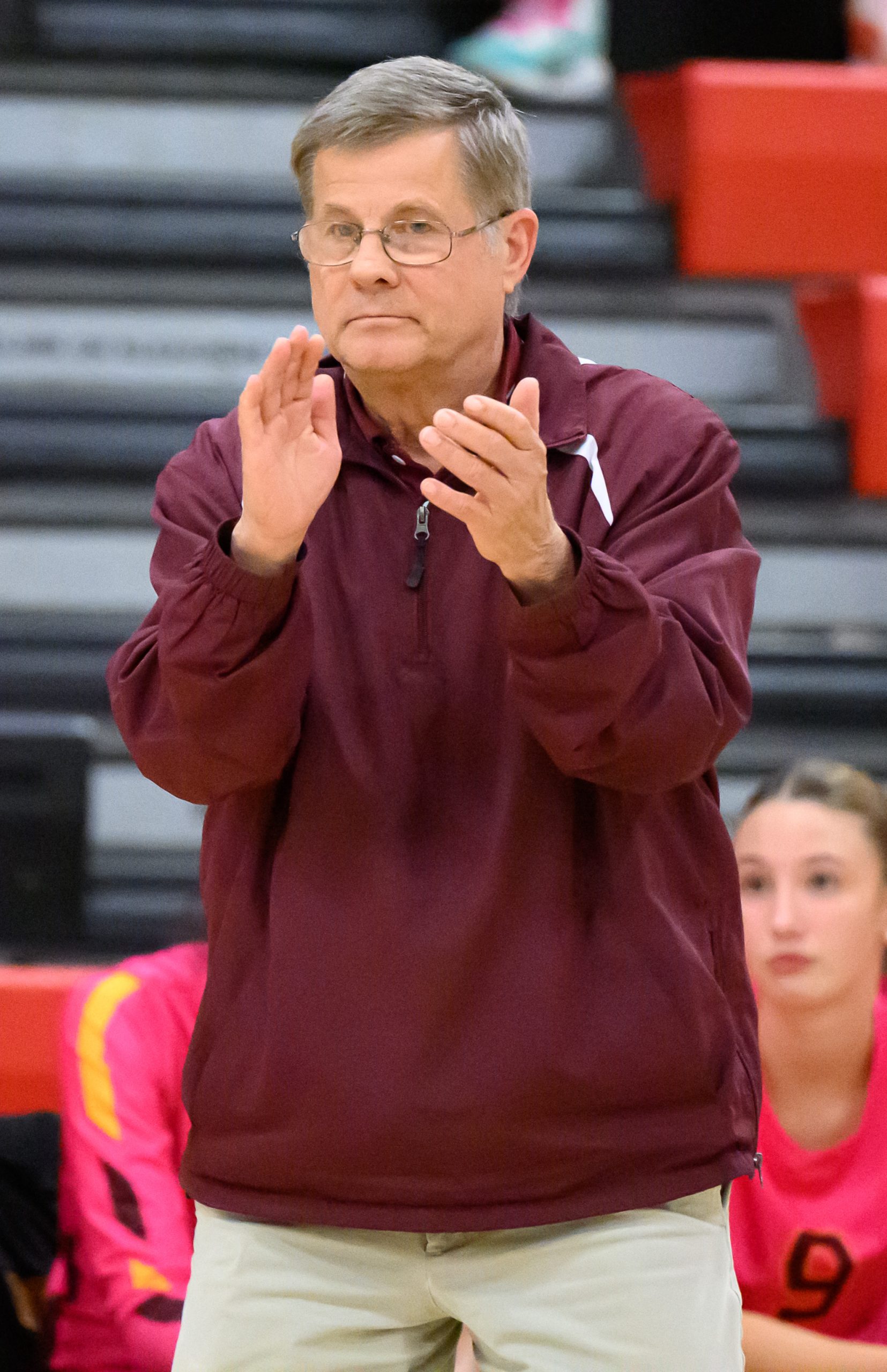 Hereford head coach Dave Shreiner leads his team again Dulaney...