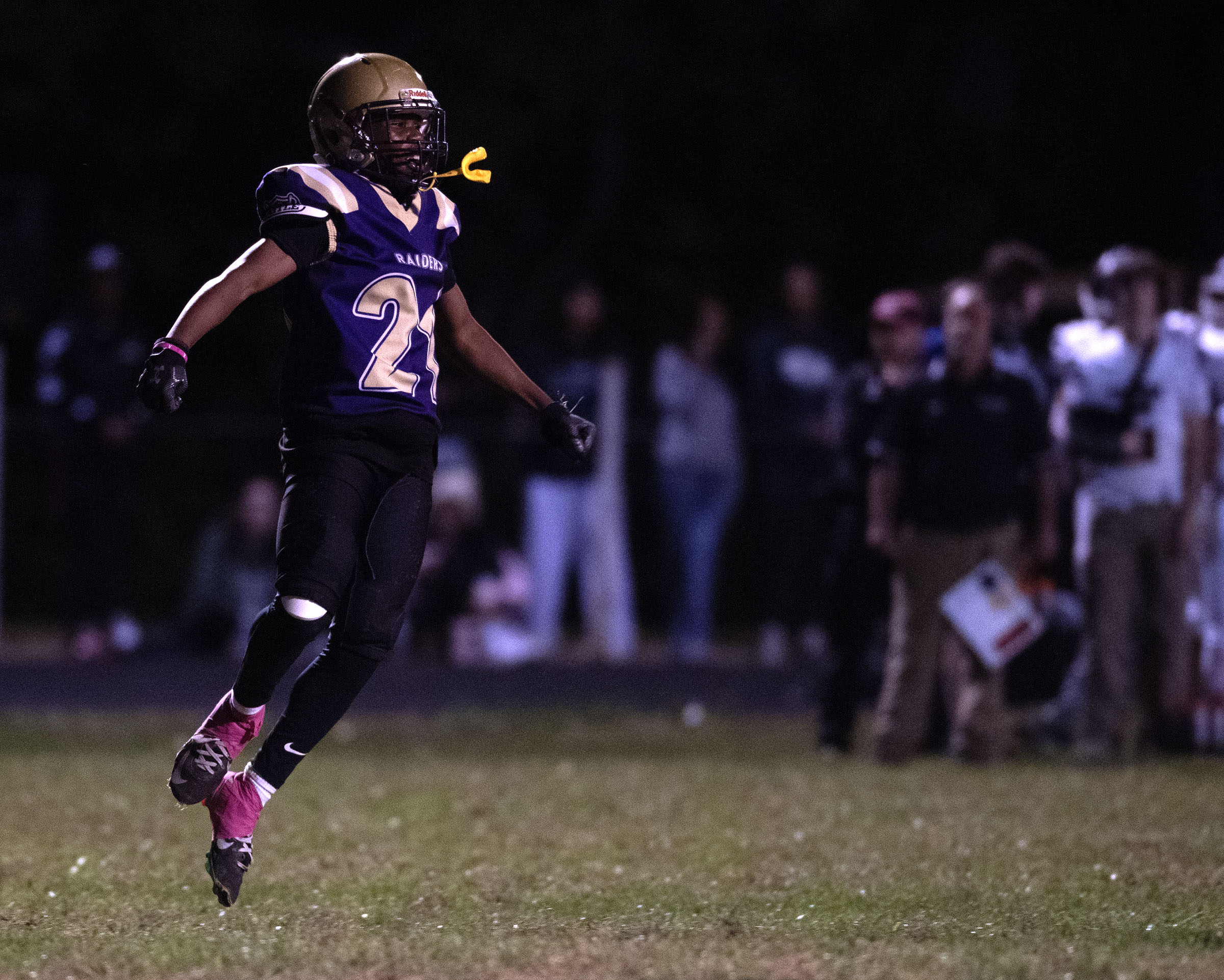 Oct. 10, 2025- Loch Raven's Ayodele Olowe reacts after making...