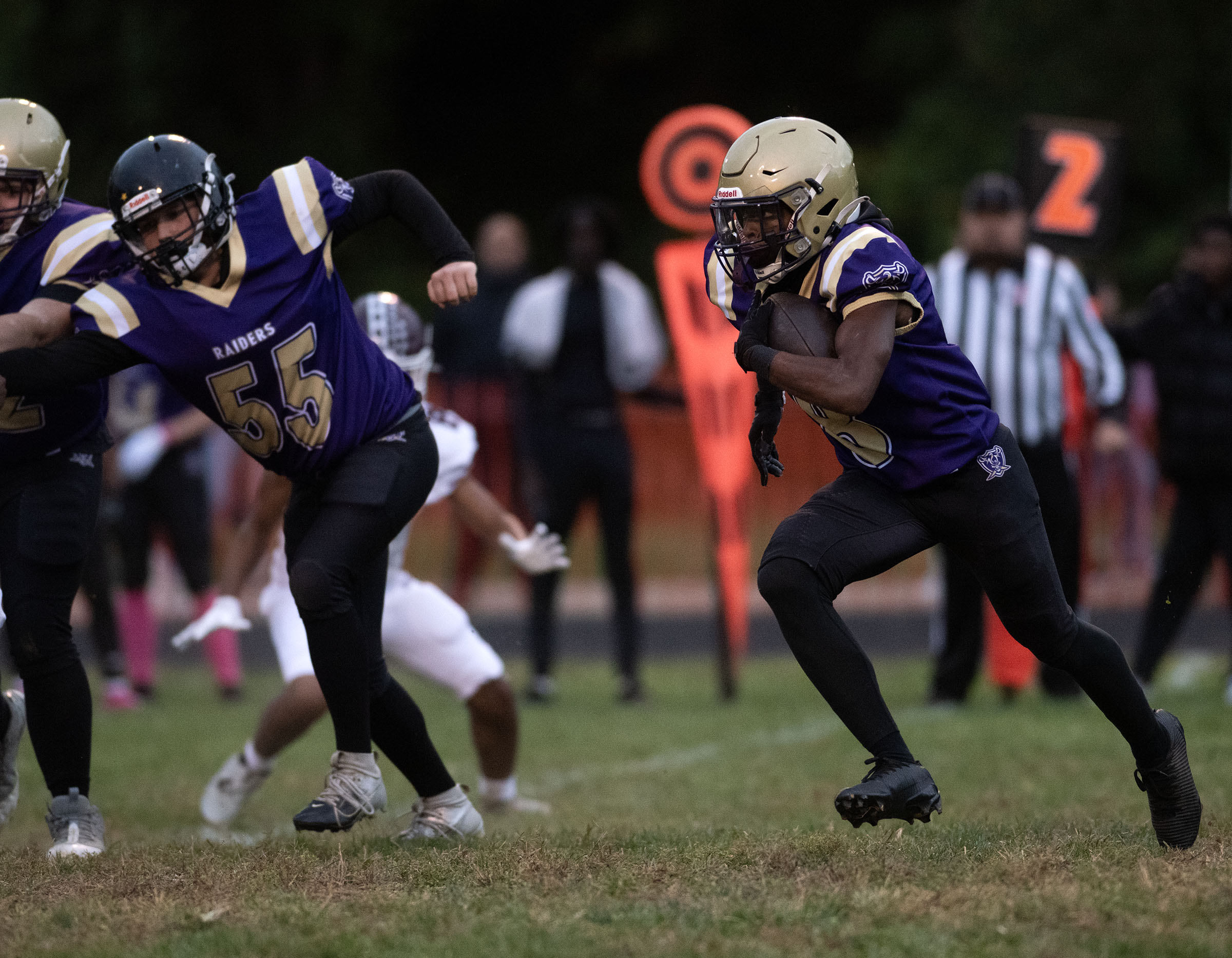 Oct. 10, 2025- Loch Raven's Khion Gardner rushes against Towson...