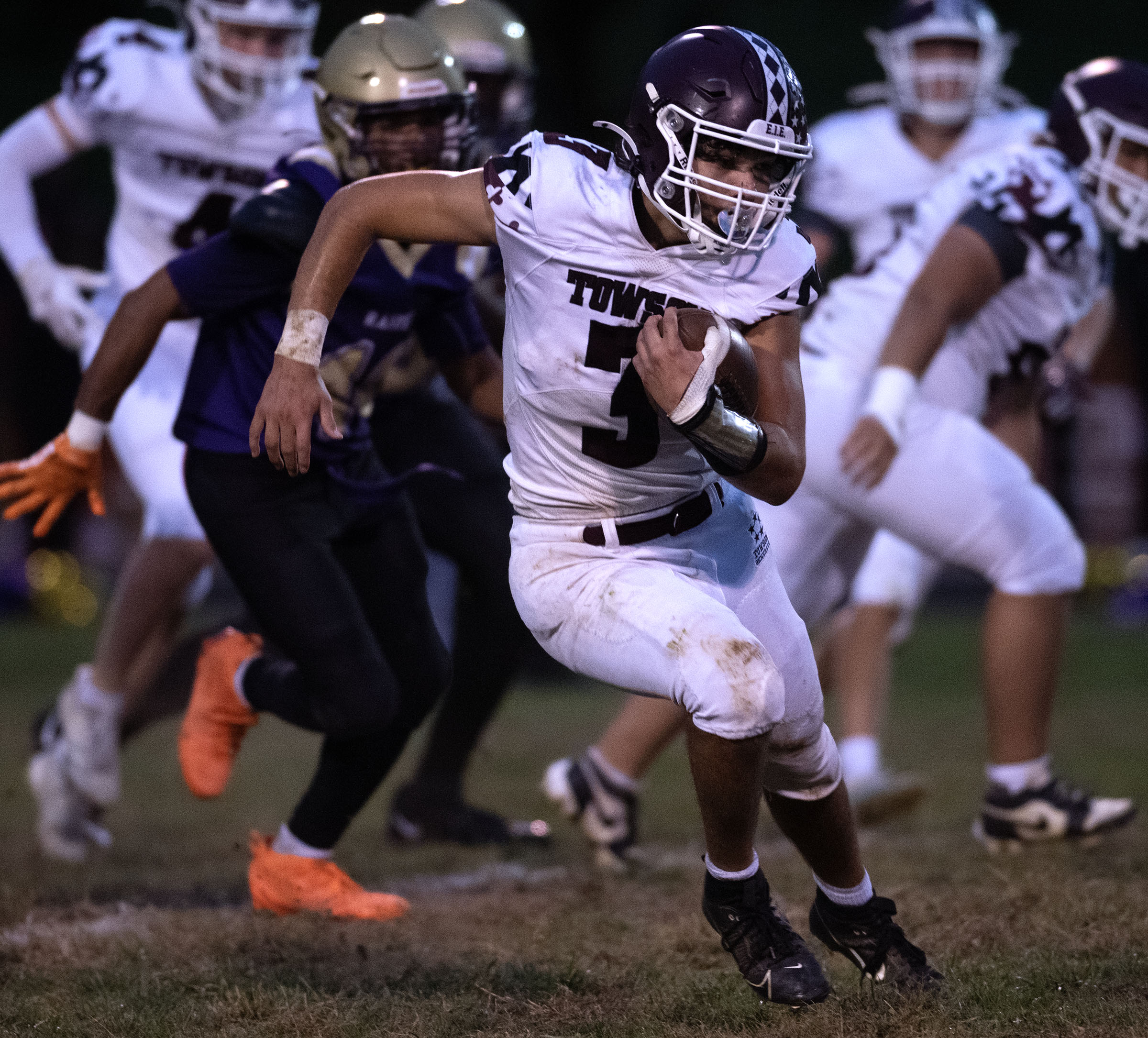 Oct. 10, 2025- Towson's Armando Villanueva rushes against Loch Raven...