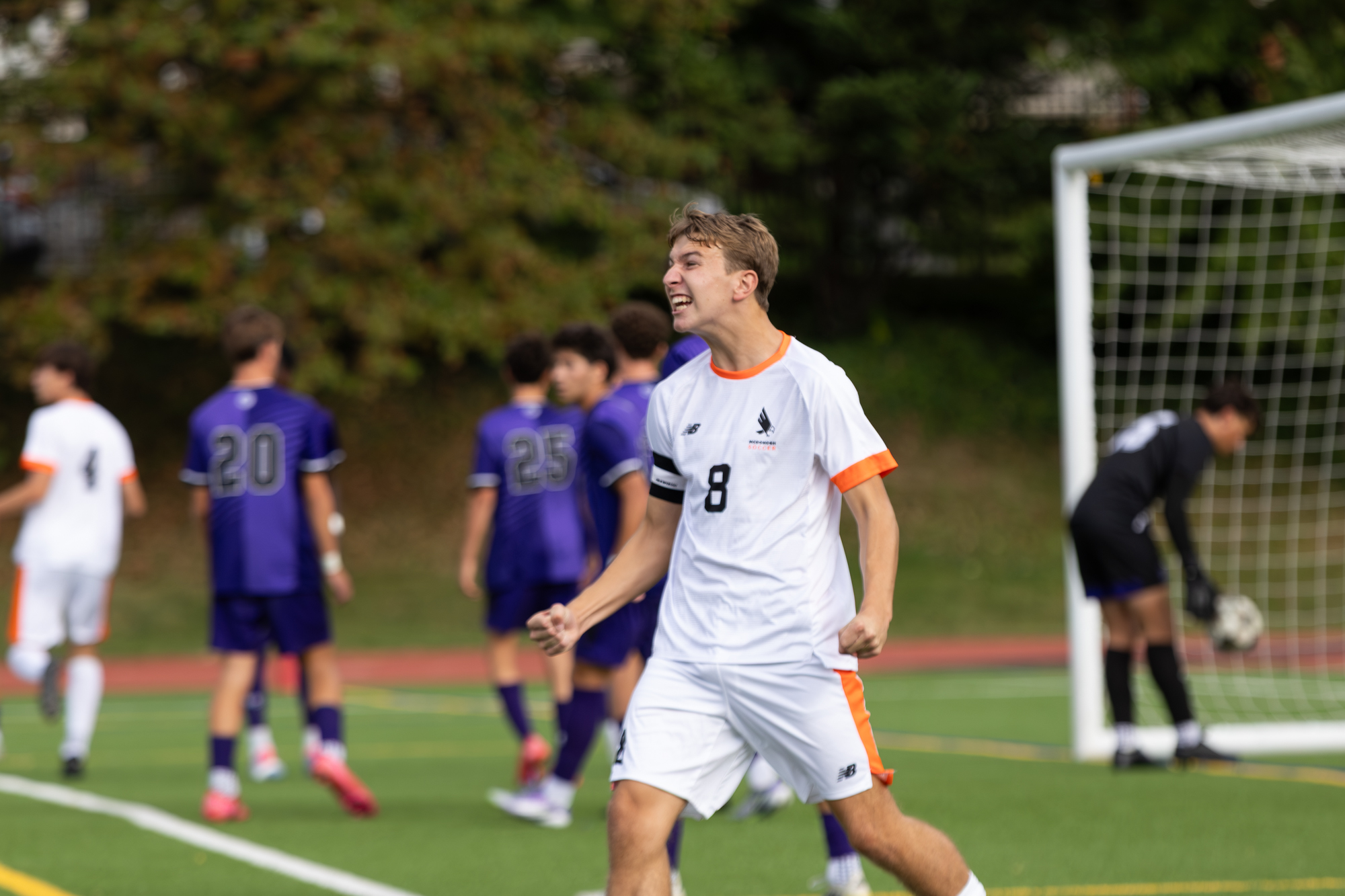 McDonogh’s Maddox Ward celebrates after assisting on a goal by...