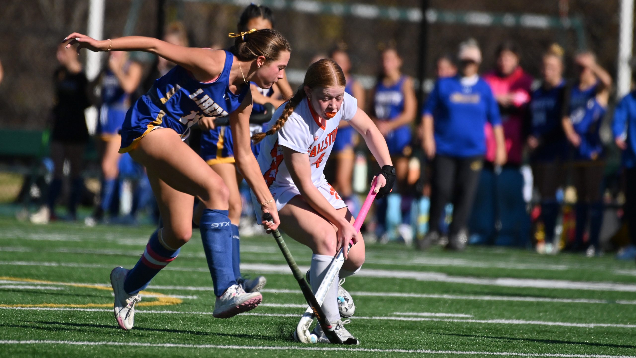 Liberty's Hadley Cole, left, tries to stop the progress of...
