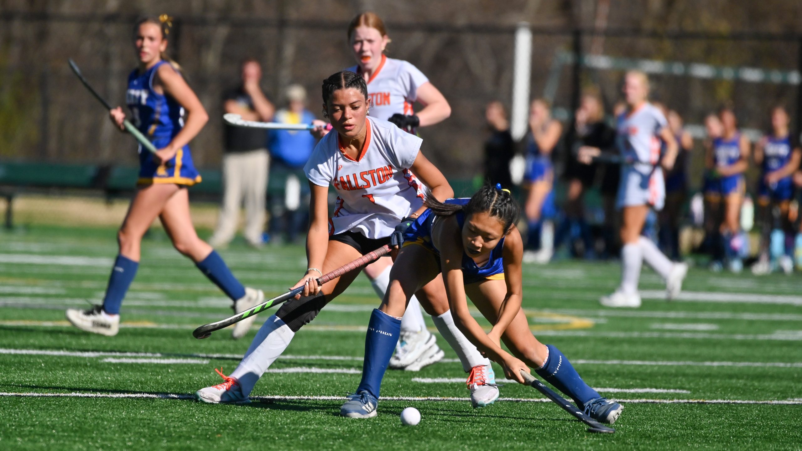 Liberty's Faith Kim looks to play the ball away from...