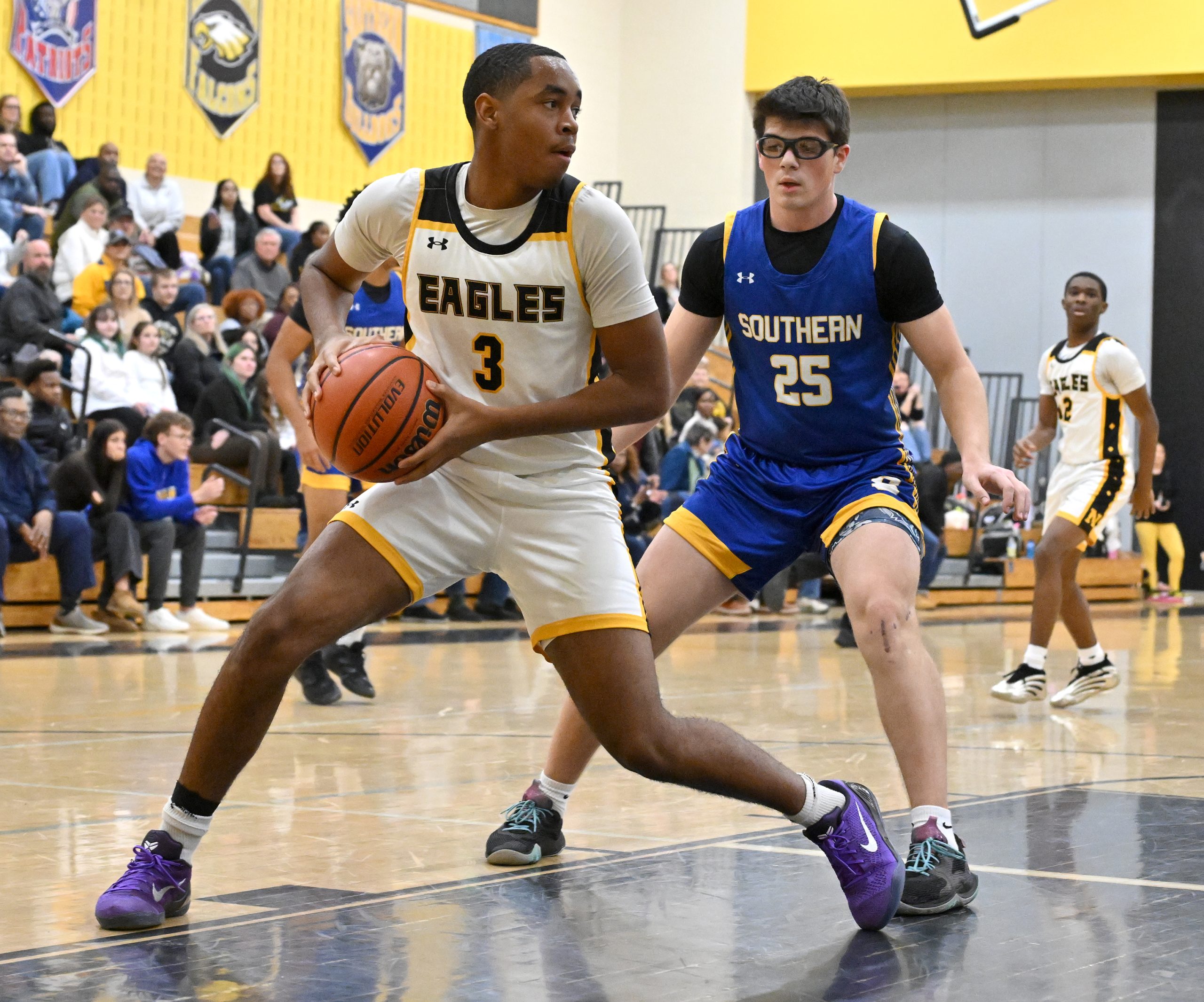 Jan. 06, 2026 Northeast Eagles Kyle Townsend #3 grabs a...