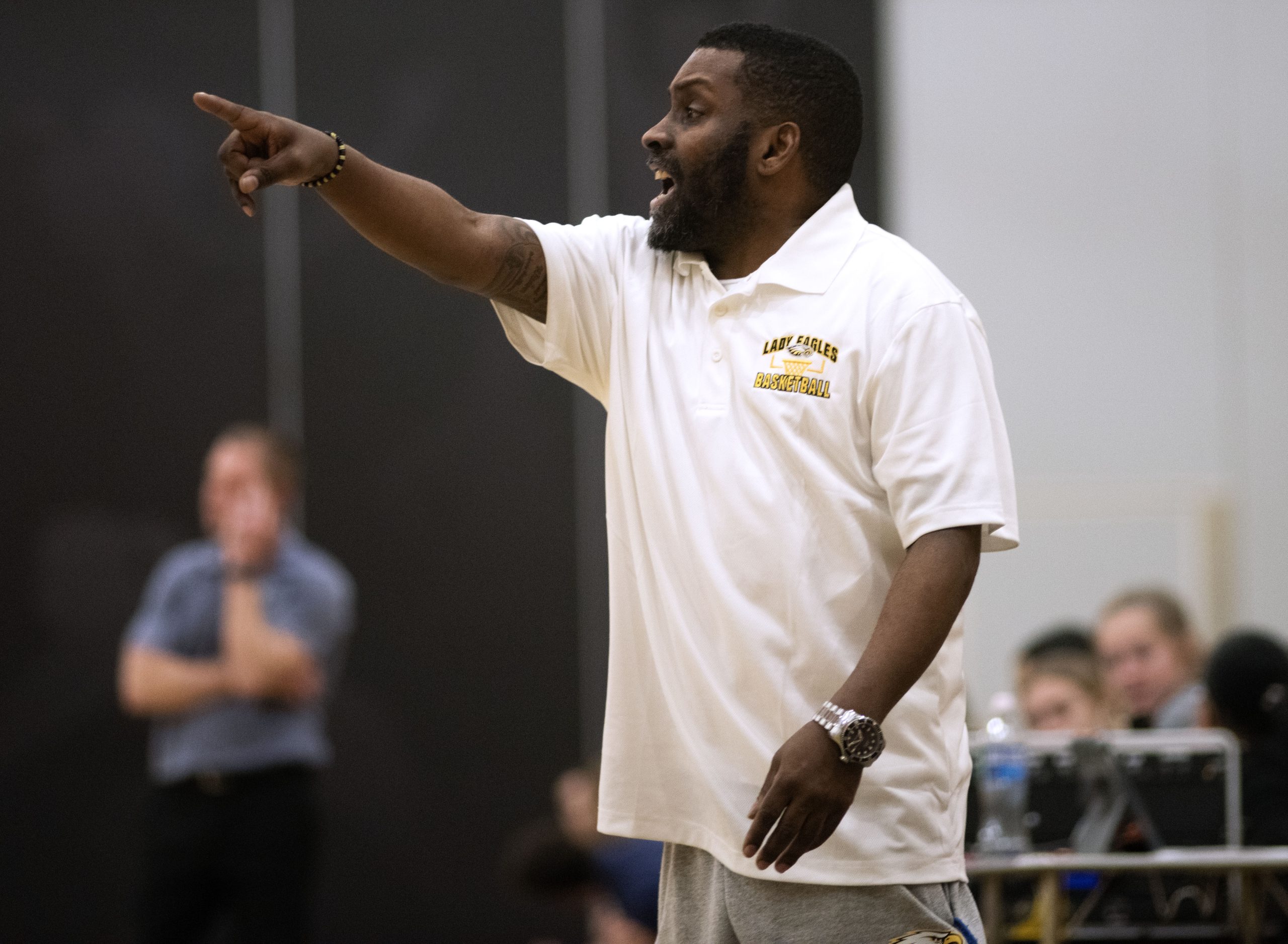 Jan. 13, 2026- Northeast girls basketball coach Michael Parker coaches...