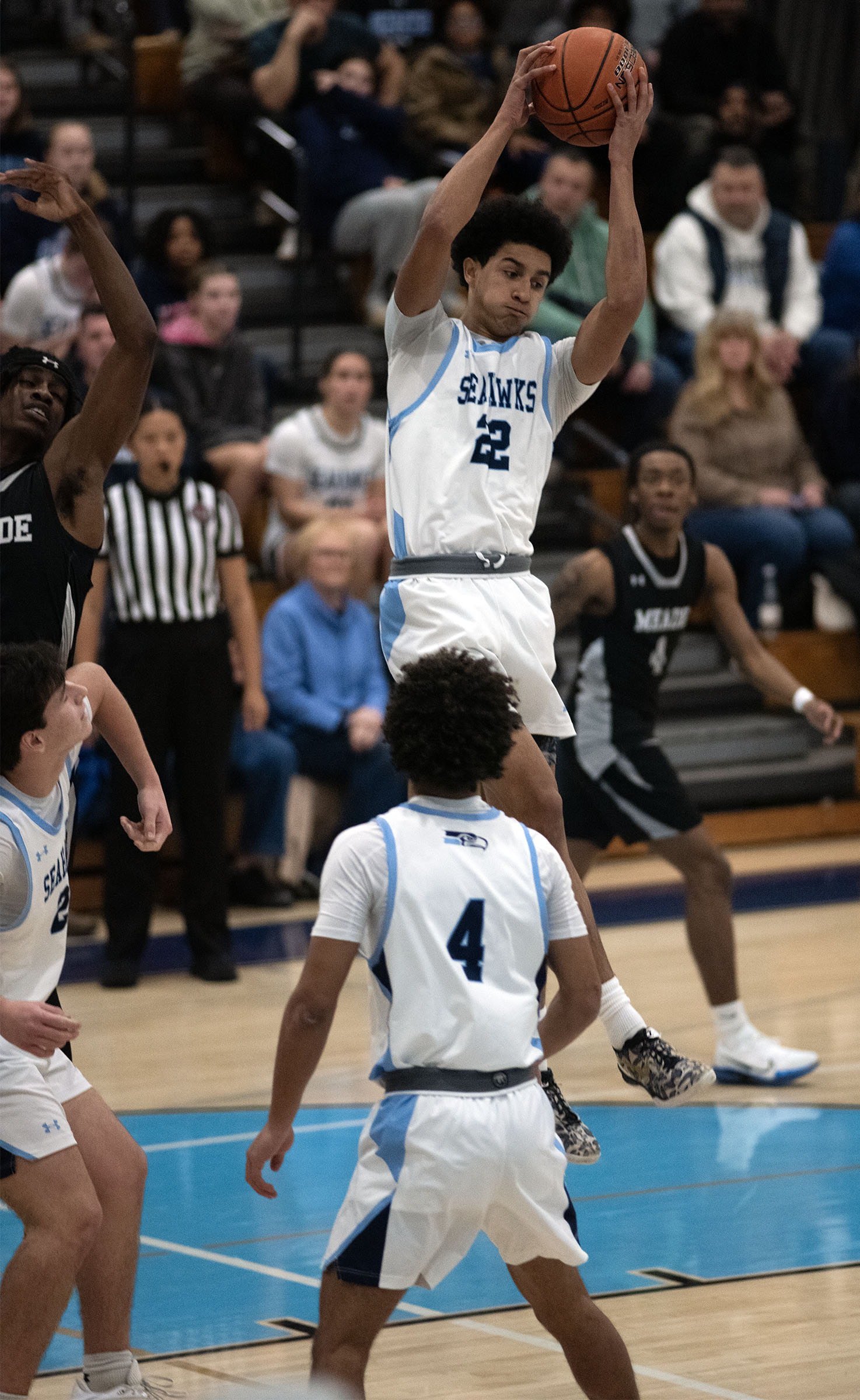 Jan. 16, 2026- South River’s Jaden McDuffie grabs a rebound...