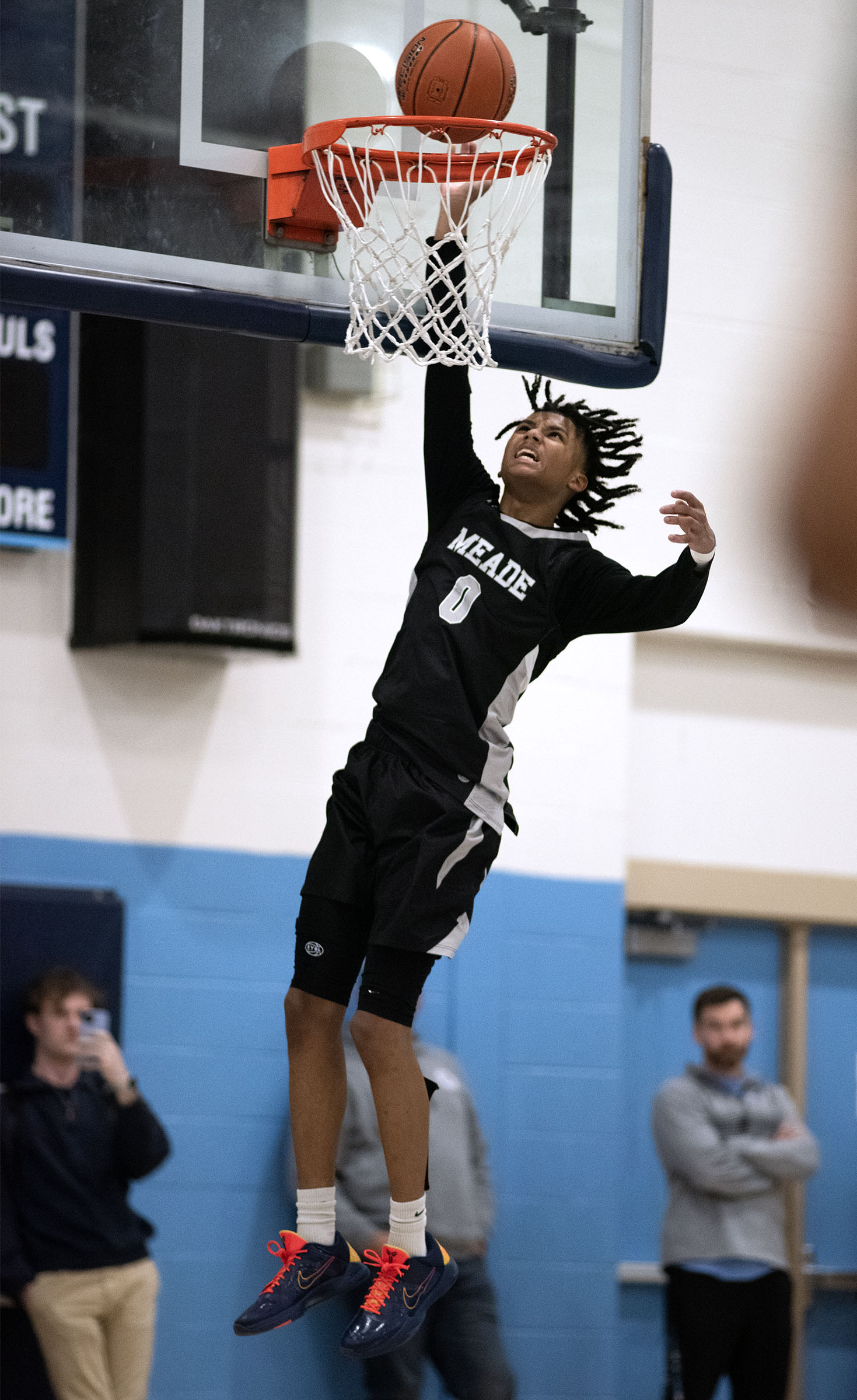 Jan. 16, 2026- Meade’s Keon Scott scores against South River...