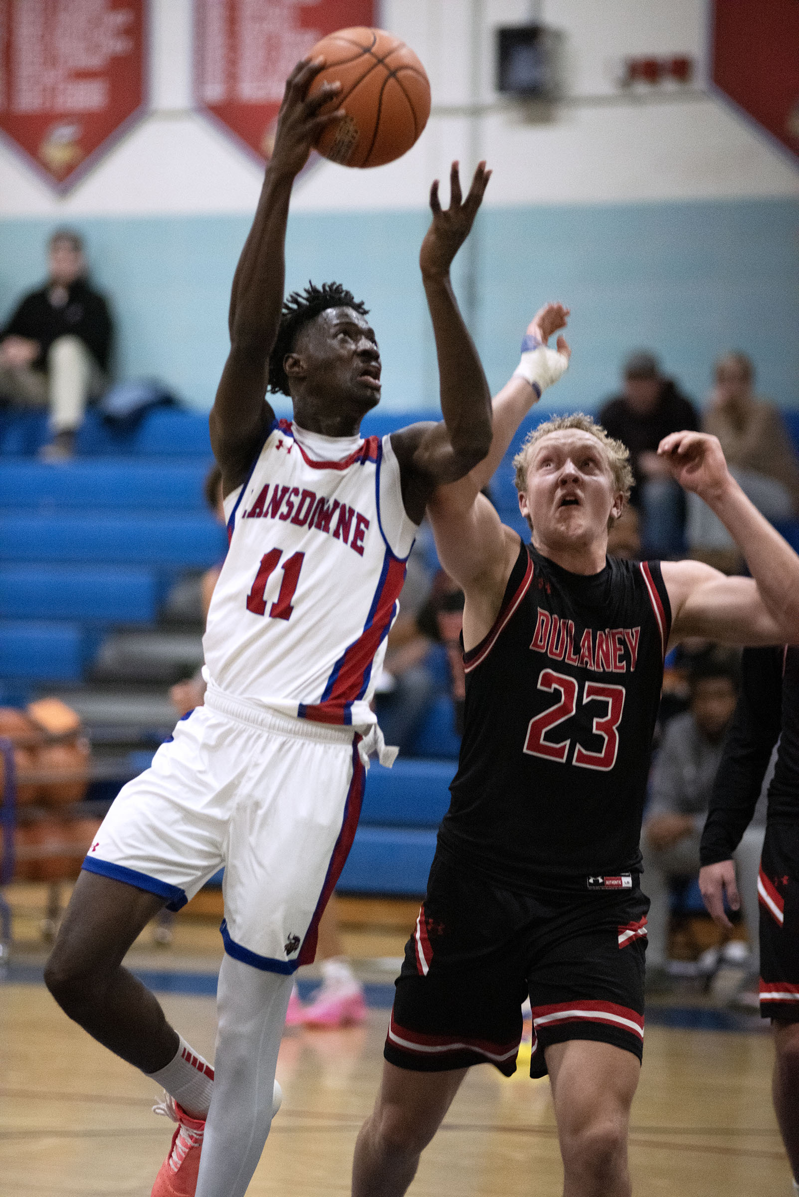 Jan. 7, 2026- Lansdowne's Serigne Babou shoots against Dulaney's Drew...