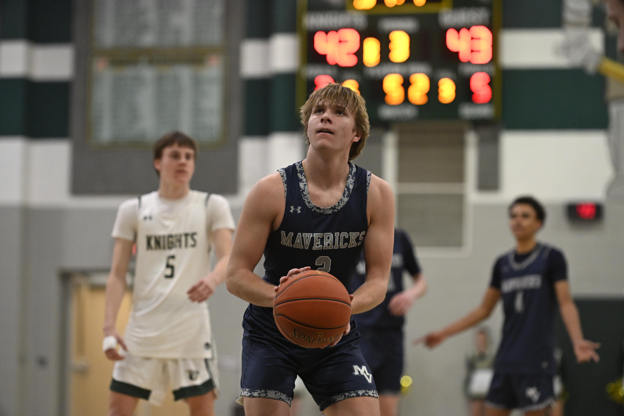 Manchester Valleyâs Colton Enderle prepares for a free throw during...