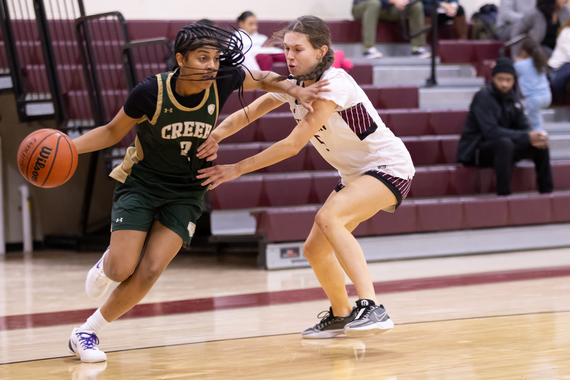 Indian Creekâs Masara Magassouba drives the baseline during Monday's game...